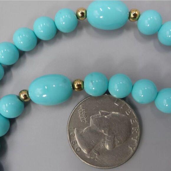 Avon 1983 Turquoise Impressions Necklace Simulated Turquoise Gold Accents Vtg - Picture 5 of 8